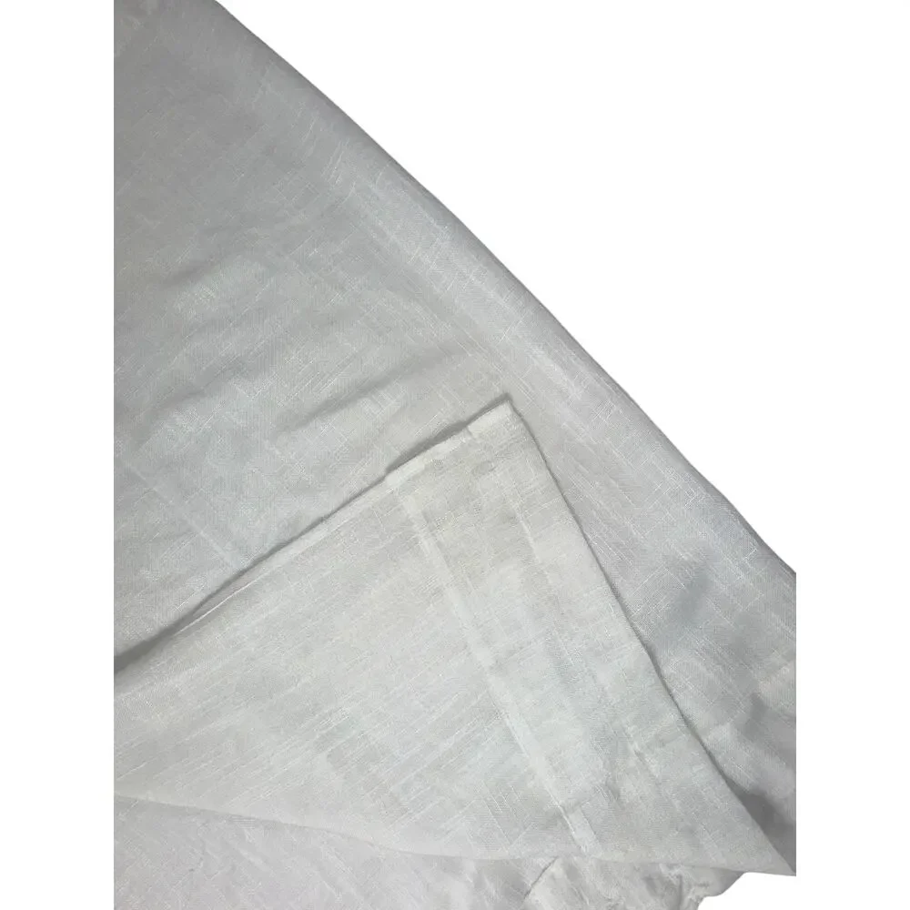 Set of 4 Vintage Linen Look Curtains Drapes Panels Solid White 38 Short